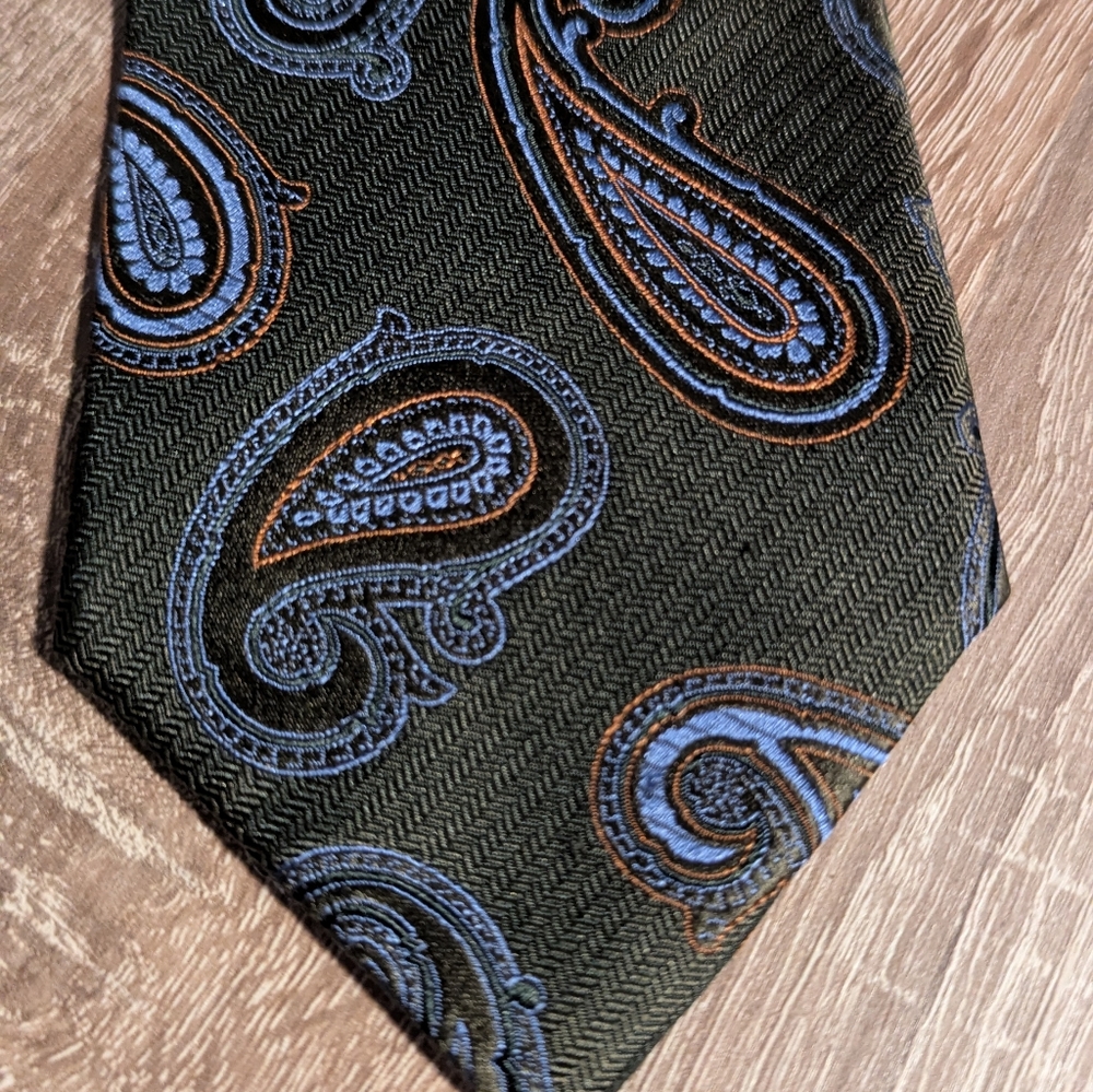 Paisley Patterned Green and Blue Men's Ermenegildo Zegna neck tie
